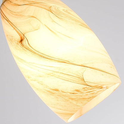 GO&SO Honey-Bronze Gradient Flow Pendant Light Shade, 7.8"H Oval Fixture, 1.57" Fitter, 3 Pack Kitchen Pendant Lighting Over Island -Hand-Blown Fluid Line Texture,for Chandelier Replacement Shades Set
