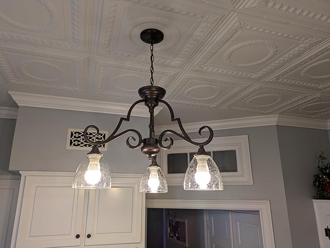 Bell Shade Lighting Fixture Glass Shade Replacement, 5.9"W x 5"H, 1-5/8 Inch Fitter, 3 Pack Clear Seeded Bubble Glass Shade Globe Cover for Chandelier Pendant Light Wall Sconce
