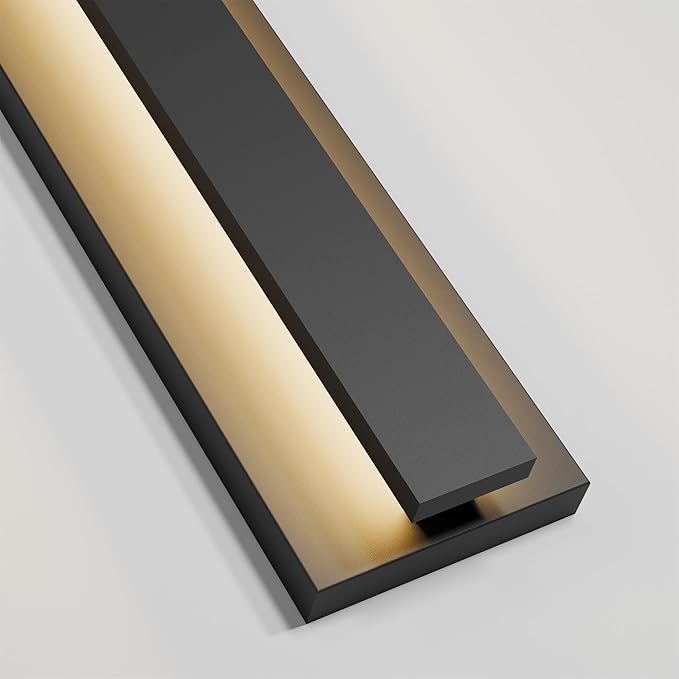 LamQee 23.6 Inch Modern Outdoor Wall Light Exterior Lighting Fixtures, 3000K 24W LED Contemporary Outdoor Sconces Wall Lighting, Matte Black Outside Wall Mount Lights for House Garage Porch Patio Door