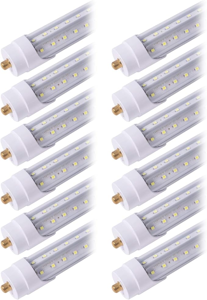 12 Pack 5FT T8 LED Tube Light Bulbs 48W Single pin Fa8 Cap 6000K Daylight with Ultra Bright Dual-Row LEDs 5 Foot T10 T12 Fluorescent Lamp Replacement for Garage, Shop, Warehouse