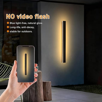2 Pack Modern Outdoor Wall Lights 39.4 Inch 3000K LED Outdoor Wall Light for House Exterior Wall Garage Entrance Lighting Fixtures IP65 Long Strip Wall Sconces for Doorway Patio Passage