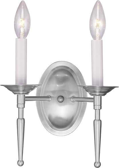 Livex Lighting 5122-91 Williamsburgh 2-Light Wall Sconce, Brushed Nickel