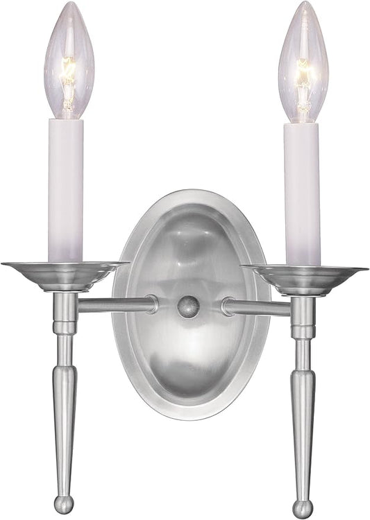 Livex Lighting 5122-91 Williamsburgh 2-Light Wall Sconce, Brushed Nickel