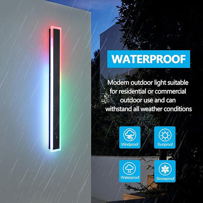 Modern Outdoor Wall Lights 35.4in Led Exterior Light Fixture 2-Pack GRB Long Wall Light Frosted White Acrylic Outdoor Sconce Lighting for Garage Entry House