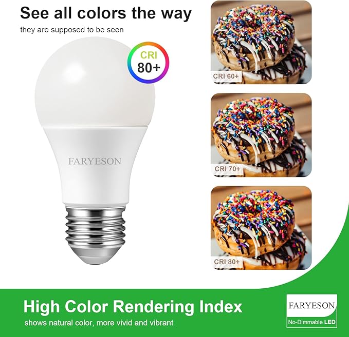 A19 E26 LED Light Bulbs, Energy-Efficient 9.5W, 1400 Lumens, 100 Watt Equivalent, 2700K Soft White, 30,000 Hour Lifetime, Non-Dimmable, IP20, Frosted - Pack of 12