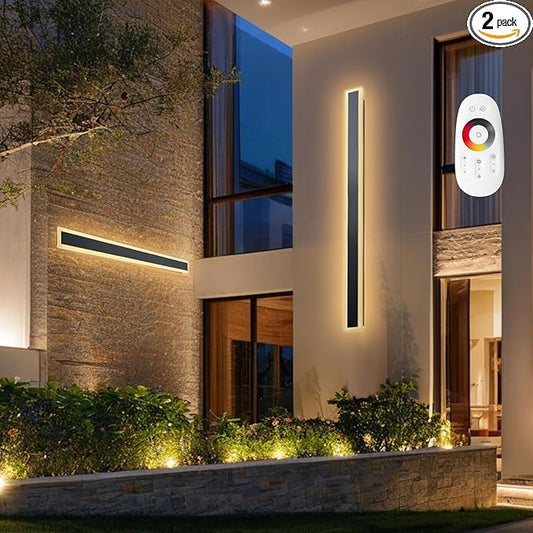 VEVOR Outdoor Wall Lights, 2 Pack, 47.2 Inch Long Strip Modern Exterior Wall Sconce Light Fixtures, 2700K-6000K, IP65 Waterproof Anti-Rust, Dimmable Outside Wall Mount Lighting, for House Porch Garage