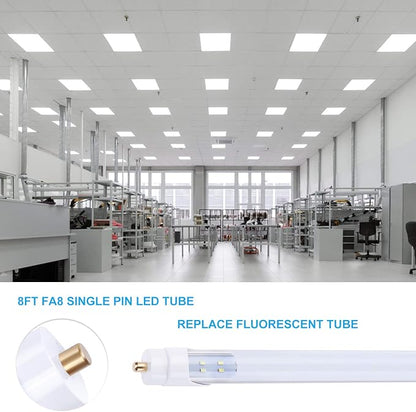 T8 T10 T12 8FT LED Tube Light Bulbs, 65W 7800LM, 6000K, Single Pin Fa8 LED Replacement for Fluorescent Tube, Frosted, Ballast Bypass, Warehouse Workshop Garage Lights (25Pack)