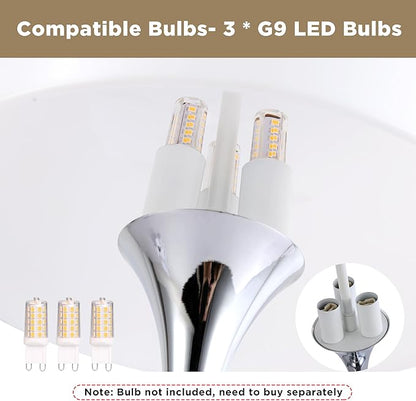 Modern Sleek Table Lamp for Bedroom, 3-Light LED End Desk Lamp for Living Room, Office, Milky White Acrylic Shade Metal Mushroom Table Lamp for Bedside Night Light Desk, Chrome Base