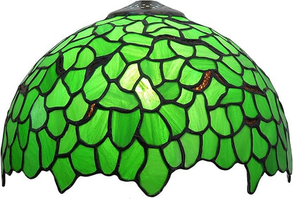 Tiffany Style Lamp Shade, 12 Inch Green Leaves Stained Glass Lamp Shade Replacement Creativity Lamp Cover Accessories Fit for Table Lamp Pendant Light Ceiling Light