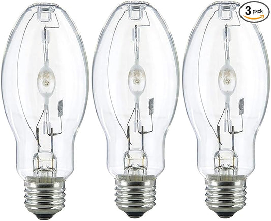 Bluex Bulbs (3 Pack MH175/U/MED 175W Metal Halide Bulb Pulse Start ED17 Medium Base E26 Clear HID Lamp 14000 Lumens