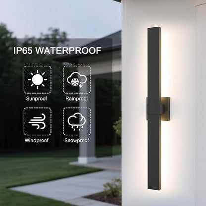 LamQee 31.5 In Aluminum Long Outdoor Wall Lights, 3000K 1223LM LED Waterproof IP65, Modern Exterior Lighting Fixture Linear Outdoor Sconce Wall Mount Outside Lighting for House Porch Patio Garage Door