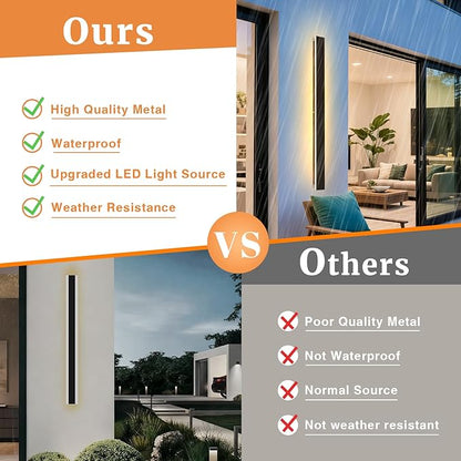 Modern Outdoor Wall Lights 59.1 Inches 3000K LED Outdoor Wall Light for House Exterior Wall Garage Entrance Lighting Fixtures Waterproof Long Strip Wall Sconces for Doorway Patio Passage