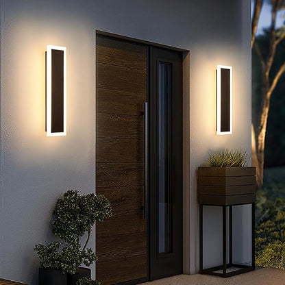 2-Pack Modern Outdoor Lights 3000-6000K Exterior Light Fixture 15.7in Porch & Patio Light Frosted White Acrylic Outdoor Sconce Watetproof Suitable for Garage Entry House