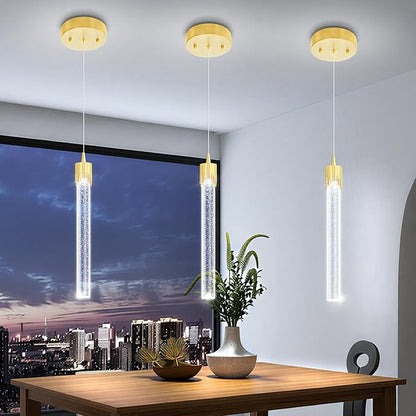 Mini Chandelier Modern LED Gold Pendant Lights for Kitchen Island Small Crystal Hanging Light Dimmable 2700k-6000k