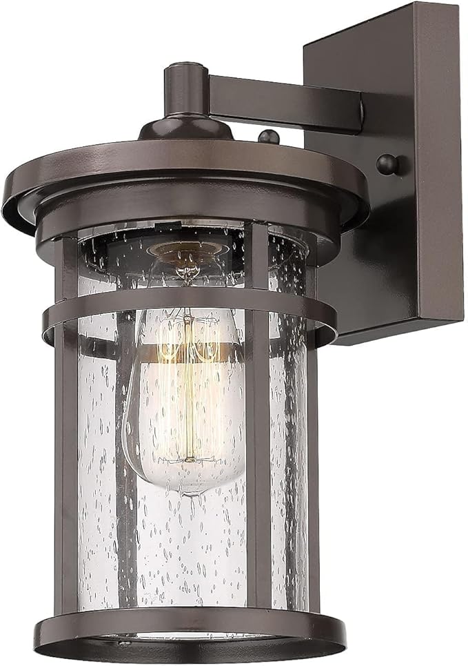 Casia Outdoor Wall Sconces, Exterior Wall Lantern, Farmhouse Porch Lighting Fixture, Front Door Mounted Lights, Outside Lighting Lamp for Patio, Porch, Garden,Balcony(Oil Rubbed Bronze, 12" H)