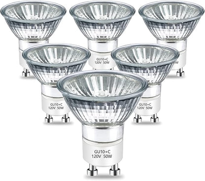 GU10 Halogen Bulb 120v 50w Warmer Bulbs, 2800k Warm White gu10 Dimmable for Candle Warmer, Scent Wax Burner, Fragrance Melt, Warming Bulb Pack of 6