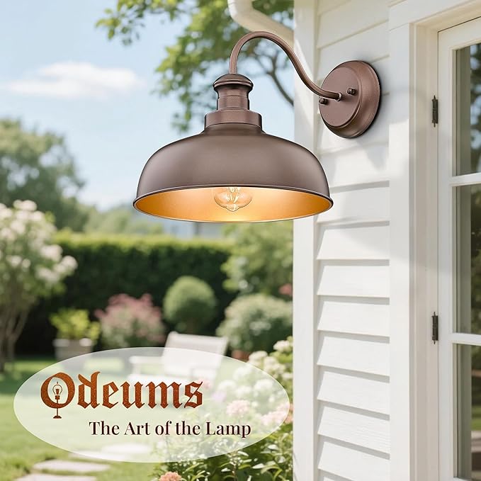 Outdoor Wall Light Fixture, Farmhouse Barn Light, Farmhouse Weatherproof Exterior Wall Sconce, Anti-Rust Outside Lantern Lamp for Porch, Patio, Garage (Oil-Rubbed Bronze, Regular-2Pack)