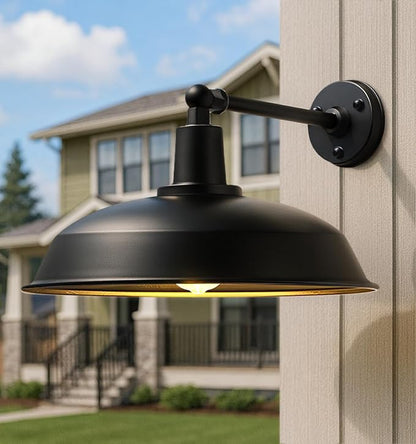 21-inch Large Outdoor barn Light, Straight arm Design, Farmhouse Industrial Style gooseneck barn Light, Waterproof and rustproof Outdoor Wall lamp, Suitable for garages, porches, and patios