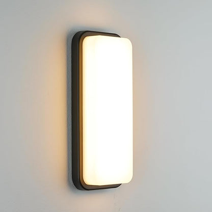 LANFU LED Modern Rectangular Outdoor Wall Sconce Light 3000K Outside Light for House Patio, Black Warm White, IP64 Waterproof Exterior Wall（16.5inch）