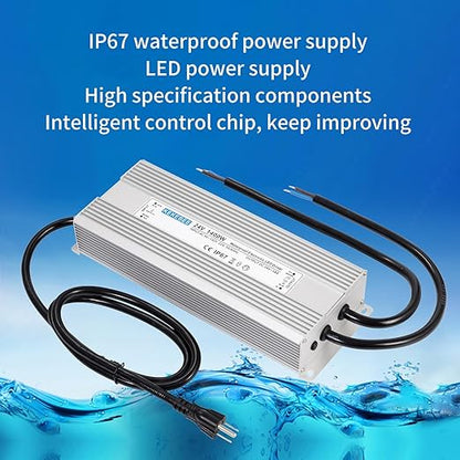 LED Driver 24V1400W Waterproof Power Supply AC90-132V to DC24V58A High Power Switching Power Supply IP67 Transformer Suitable for Indoor and Outdoor LED Lighting and Any 24V DC Equipment