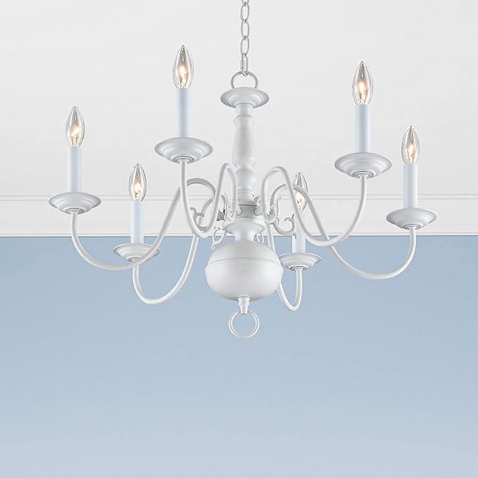 Livex Lighting 5006-03 Williamsburgh 6-Light Chandelier, White