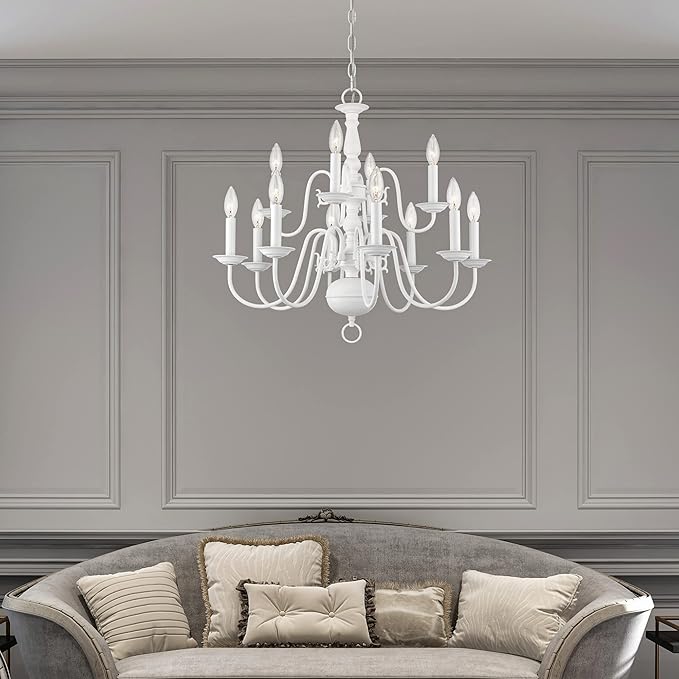 Livex Lighting 5012-03 Williamsburgh 12 Light White Chandelier