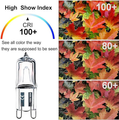 Vinaco G9 Bulb, 10 Pack G9 Halogen Bulb 60 Watt, High Output 720LM JD G9 120V 60W G9 Light Bulb Dimmable Long Lasting Lifespan, CRI100 & 2800K Warm White, G9/bi-pin Light Bulbs for Chandelier Lights