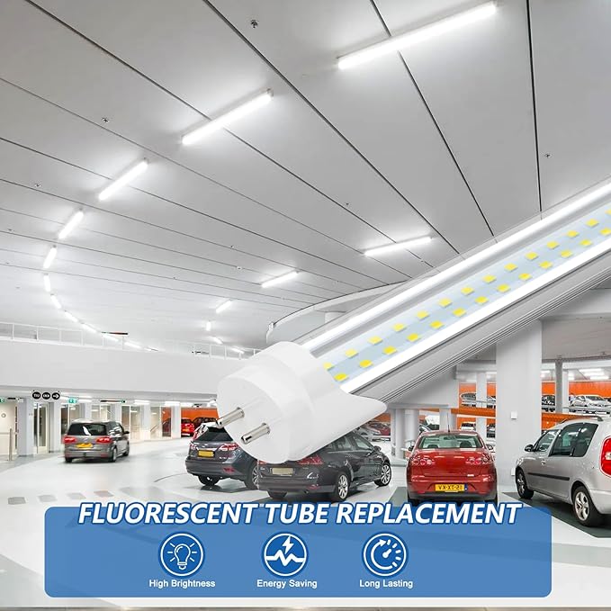 4FT LED Light Bulbs, Type A+B, 24W 3120 Lumen, 65W Equivalent, 6500K Bright White, T8 T10 T12 4 Foot Fluorescent Replacement for Office Shop Light, Remove Ballast or Plug & Play, 12 Pack