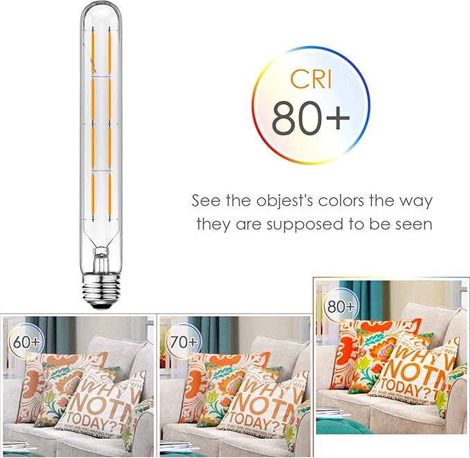 XININSUN T10 Led Bulbs,Long Tubular Led Light Bulbs, E26 Dimmable Tubular Bulb,Equivalent 75 Watt, E26 Edison Style Vintage LED Filament Light Bulb,2700K Warm White,8.9in(225mm),4-Pack.