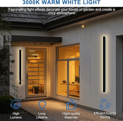 Modern Outdoor Wall Lights, 2 Pack 59 Inch Long Outdoor Wall Sconce with Junction Box Cover 3000K LED Outside Wall Light IP65 Waterproof Wall Mount Exterior Light Fixture for House Garage