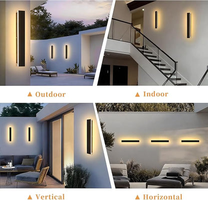 Modern Outdoor Wall Lights 23.6" LED 3000K Outdoor Wall Light for House Exterior Wall Garage Entrance Lighting Fixtures IP65 Waterproof Long Strip Wall Sconces for Doorway Patio Passage