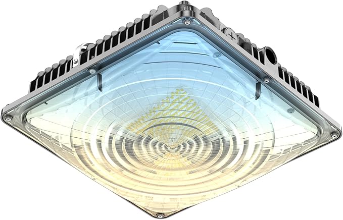 LED Canopy Light 60W, 9000LM LED Canopy Lights Outdoor, 5000K Daylight Square Gas Station Light for Carport Shop Garage Warehouse Porch Hotel Building Entrances UL Listed, 1 Pack