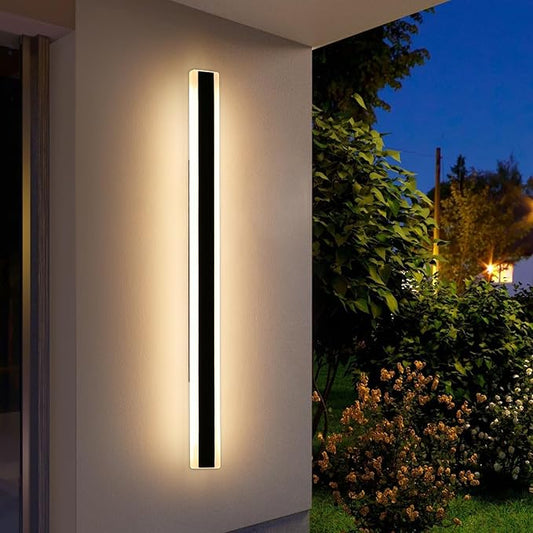 71inch Long Modern LED Outdoor Wall Light, Black Outside Wall Sconces Lamps, 3 Color 3000K/4500K/6000K, IP65 Waterproof, Exterior Lighting Fixtures for Patio, Garage, Yard, Porch