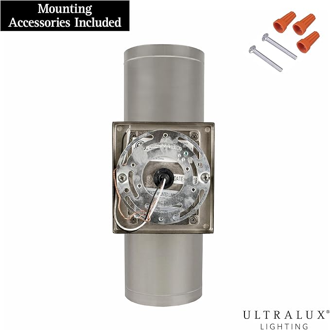 Ultralux 12 Inch Modern LED Up and Down Wall Light, Outdoor Wall Sconce Front Door Light Fixture, 2000 Lumen Outdoor Sconce 30 Watt Outside Lights For House 4000K Brushed Nickel Exterior Light Fixture