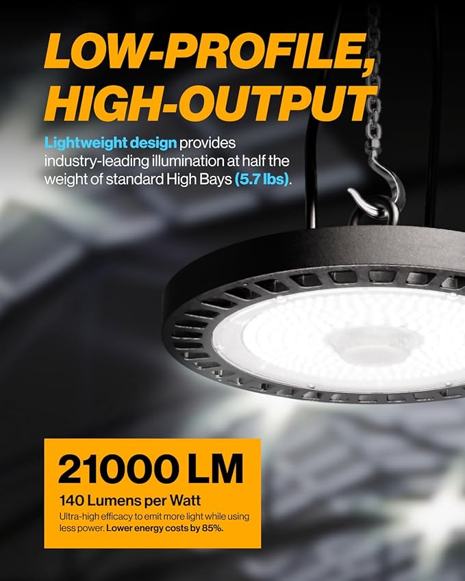 Sunco 80 Pack UFO LED High Bay Light, Lighting for Warehouse, 5000K Daylight, 150W, 21000 LM, 100-277V, Dimmable 0-10V, IP65 Waterproof, Super Bright, UL