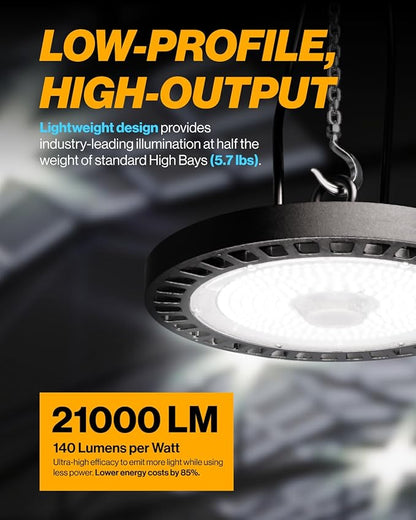 Sunco 80 Pack UFO LED High Bay Light, Lighting for Warehouse, 5000K Daylight, 150W, 21000 LM, 100-277V, Dimmable 0-10V, IP65 Waterproof, Super Bright, UL
