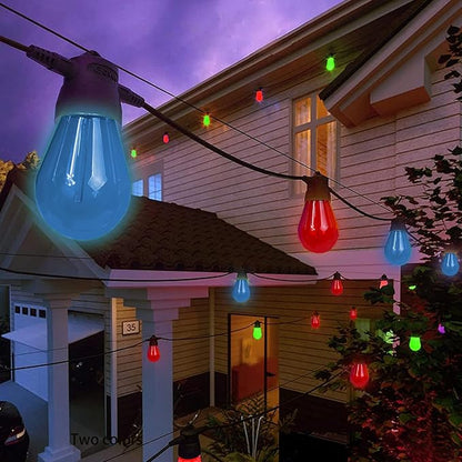 Christmas Replacement Light Bulbs 24-Pack S14 Colored LED String Light Bulbs Replacement, E26 Base 1W Plastic Shatterproof Waterproof, Christmas Light Bulb for Decorations (Red, Blue)