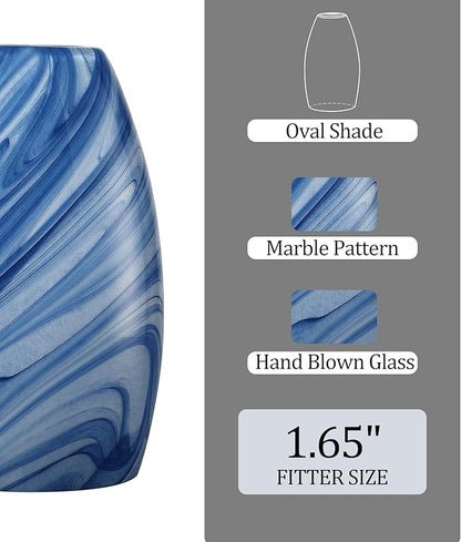 Glass Pendant Lamp Shade 4.72" Dark Blue Marble Art Glass Chandeliers Shade Mini Oval Light Shade Replacement Lamp Shade Only Light Fixtures for Kitchen Island 1-Pack