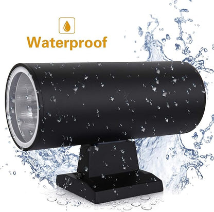 Outdoor Wall Light, Exterior Lighting - ETL Listed, Die-Casting Aluminum Waterproof Wall Mount Cylinder Design - Up Down Light Fixture for Porch, Backyard and Patio (Black)