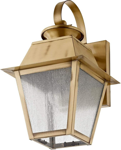 Livex Lighting 2162-01 Transitional One Light Outdoor Wall Lantern from Mansfield Collection Finish, Antique Brass, 7.5" W x 12.5" H