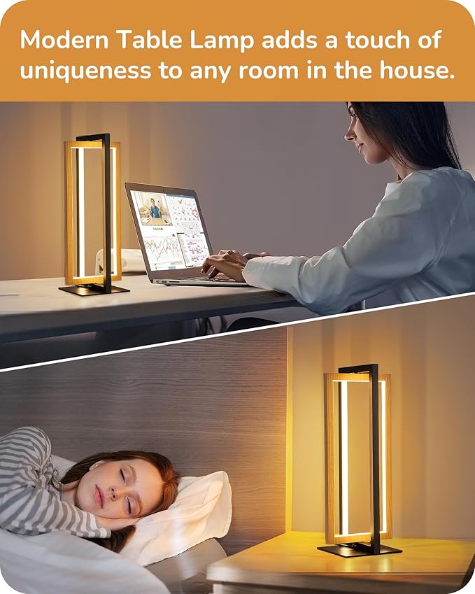 EDISHINE LED Table Lamp, Minimalist Bedside Lamp with 3 Color Temperature, MAX 850LM Stepless Dimmable, Switch Control Nightstand Lamp for Living Room Bedroom, Angle Adjustable