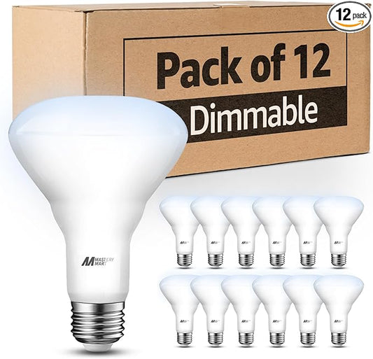 MASTERY MART 12 Pack BR30 LED Bulbs, 65W Equivalent, 10W 5000K Daylight, 700 Lumens, Flicker-Free, Dimmable Flood Lights for Home, Kitchen Long Lasting & Energy Efficient, E26 Base, UL Listed
