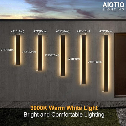 23.6in Modern Outdoor Wall Light, Black Upgraded 4.72in Wide 3000K Waterproof IP65 Porch Lights Wall Sconce,Long LED Linear Outside Exterior Lighting Fixtures for Garage,Front Door