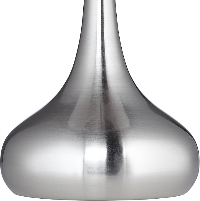 360 Lighting Modern Industrial Droplet-Shaped Table Lamp 24.5" High Brushed Nickel Silver Metal White Fabric Cylinder Shade Decor for Living Room Bedroom House Bedside Nightstand Home