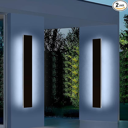 Mikeru Upgraded 2 Pack 47.2" Long & 4.3" Wide LED Wall Sconce, 10%-100% Dimming + 3000K-6000K Adjustable, IP65 Waterproof Outdoor Light Fixtures Cover US Junction Box for Porch, Garage, Basement