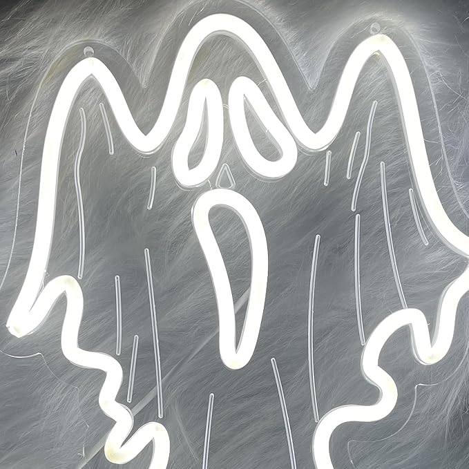 Halloween Decorations Ghost Face LED Neon Sign, Dimmable Neon Light for Game Room Wall Decor Man Cave Birthday Halloween Decor Christmas Gift (16.8in*10.63in)