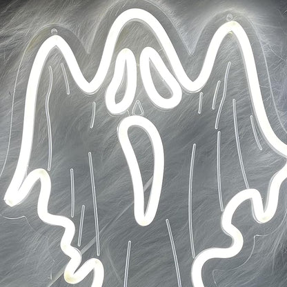 Halloween Decorations Ghost Face LED Neon Sign, Dimmable Neon Light for Game Room Wall Decor Man Cave Birthday Halloween Decor Christmas Gift (16.8in*10.63in)