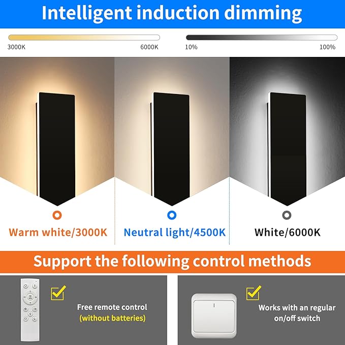 Mikeru Upgraded 2 Pack 31.4" Long & 4.3" Wide LED Wall Sconce, 10%-100% Dimming + 3000K-6000K Adjustable, IP65 Waterproof Outdoor Light Fixtures Cover US Junction Box for Porch, Garage, Basement