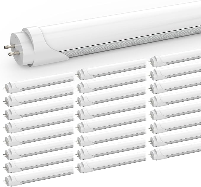 CNSUNWAY 4FT T8 LED Tube Lights - 18W 2400LM 6000K, Type A+B Ballast Bypass, Single/Double-Ended Power for T8/T10/T12 Fluorescent Replacement, Plug & Play Garage/Warehouse Lighting, Frosted (25 Pack)