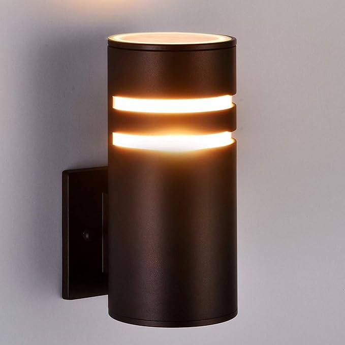 Outdoor Wall Sconce, Brown Patio Wall Exterior Light Fixture - ETL Listed, Modern Outdoor Porch Lights Wall Mounted Design - Up and Down Lights Outdoor for Backyard, Front Door, Garage